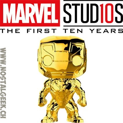 Funko Funko Pop Marvel Studio 10th Anniversary Iron man (Gold Chrome) Edition Limitée