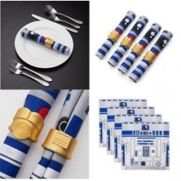 Star Wars Jeu de Serviettes R2-D2 et Ronds de serviette C3PO