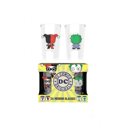 Verres DC Comics Original Harley Quinn et Joker Chibi