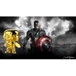 Funko Funko Pop Marvel Studio 10th Anniversary Captain America (Gold Chrome) Edition Limitée