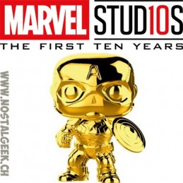 Funko Funko Pop Marvel Studio 10th Anniversary Captain America (Gold Chrome) Edition Limitée