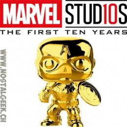 Funko Funko Pop Marvel Studio 10th Anniversary Captain America (Gold Chrome) Exclusive Vinyl Figure