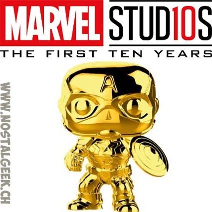 Funko Funko Pop Marvel Studio 10th Anniversary Captain America (Gold Chrome) Edition Limitée