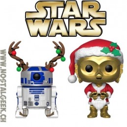 Pack Funko Pop Star Wars Holiday C-3PO as Santa et R2-D2 (Reindeer) Vinyl Figures