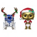 Pack Funko Pop Star Wars Holiday C-3PO as Santa et R2-D2 (Reindeer) Vinyl Figures