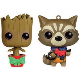 Funko Funko Pop! Mini Marvel Guardians Christmas Groot and Rocket Raccoon mini Wobblers Edition Limitée