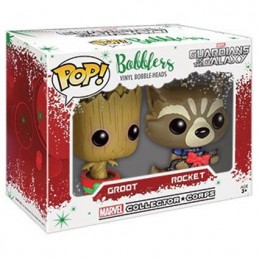 Funko Funko Pop! Mini Marvel Guardians Christmas Groot and Rocket Raccoon mini Wobblers Edition Limitée