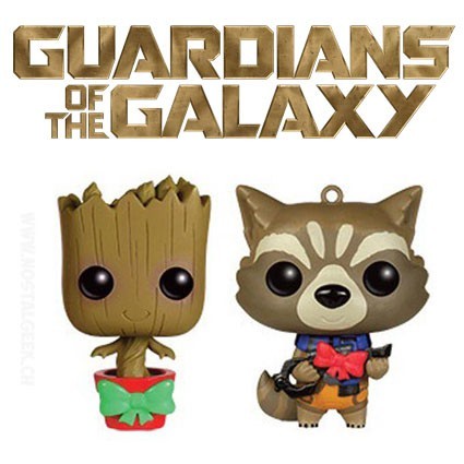 Funko Funko Pop! Mini Marvel Guardians Christmas Groot and Rocket Raccoon mini Wobblers Edition Limitée