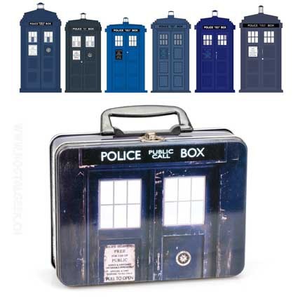 Doctor Who Lunch Box : TARDIS Tin Tote with Dr Who Top Trumps Collectors Cards
