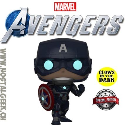 Funko Funko Pop Games Marvel Captain America (Avengers Game) Phosphorescent Edition Limitée