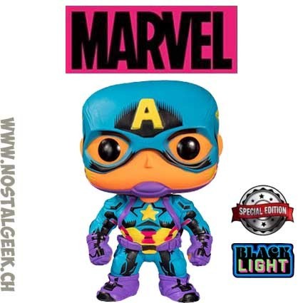 Funko Funko Pop Marvel N°648 Captain America (Black Light) Edition Limitée