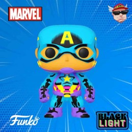 Funko Funko Pop Marvel N°648 Captain America (Black Light) Edition Limitée