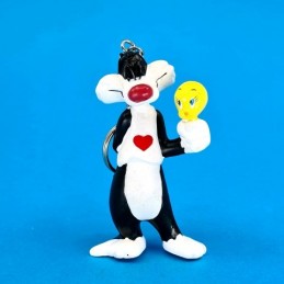 Looney Tunes Tweety & Sylvester heart Keyring second hand figure (Loose)
