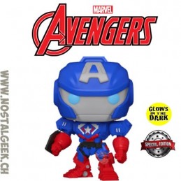 Funko Funko Pop Marvel Avengers Mech Strike Captain America (Mecha) Phosphorescent Edition Limitée