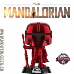 Funko Pop Star Wars The Mandalorian (Red Chrome) Edition Limitée