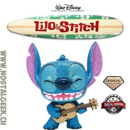 Funko Funko Pop Disney Lilo et Stitch - Stitch with Ukulele (Diamond Glitter) Edition Limitée