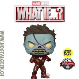 Funko Funko Pop Marvel: What if...? Zombie Iron Man Phosphorescent Edition Limitée