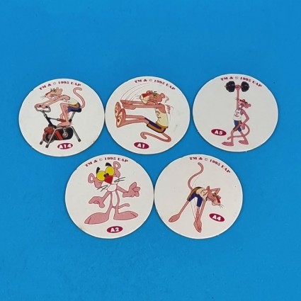 The Pink Panther set of 5 second hand Pogs (Loose)