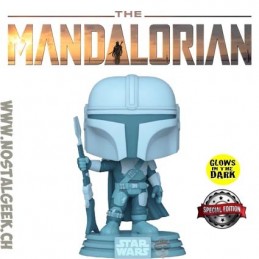 Funko Funko Pop Star Wars The Mandalorian (Hologram) Glow in the Dark Exclusive Vinyl Figure