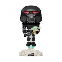 Funko Pop N°488 The Mandalorian Dark Trooper with Grogu GITD Exclusive Vinyl Figur