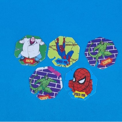 Marvel Spider-Man set of 5 Flying caps second hand (Loose).