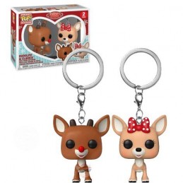 Funko Funko Pop Pocket Porte-clés The Red-Nosed Reindeer Rudolph et Clarice 2-Pack Exclusive Vinyl Figure