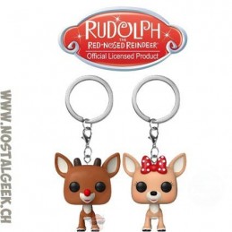 Funko Funko Pop Pocket Porte-clés The Red-Nosed Reindeer Rudolph et Clarice 2-Pack Exclusive Vinyl Figure