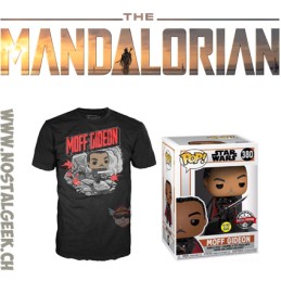 Funko Funko Pop Tees N°380 Star Wars: The Mandalorian T-shirt Taille L + Moff Gideon Phosphorescent Edition Limitée