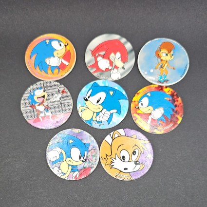 Sega Sonic set of 6 Pogs second hand (Loose) Sega Sonic set of 6 Pogs second hand (Loose)