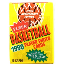 Fleer 1990 Fleer Basketball Fifth Anniversary Edition Player Pack scellé de cartes à collectionner.