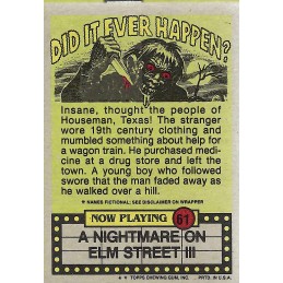 Topps 1985 Topps Fright Flicks N°61 A Nightmare on Elm Street III Carte à Collectionner