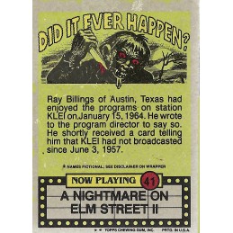 Topps 1985 Topps Fright Flicks N°41 A Nightmare on Elm Street II Carte à Collectionner