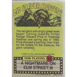 Topps 1985 Topps Fright Flicks N°52 A Nightmare on Elm Street III Sammelkarte