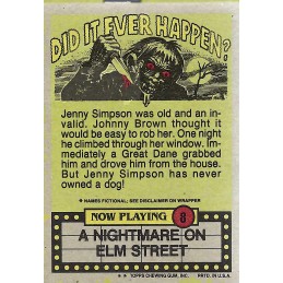 Topps 1985 Topps Fright Flicks N°08 A Nightmare on Elm Street Sammelkarte