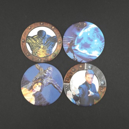 Mortal Kombat Lot von 4 gebrauchten Pogs (Loose).
