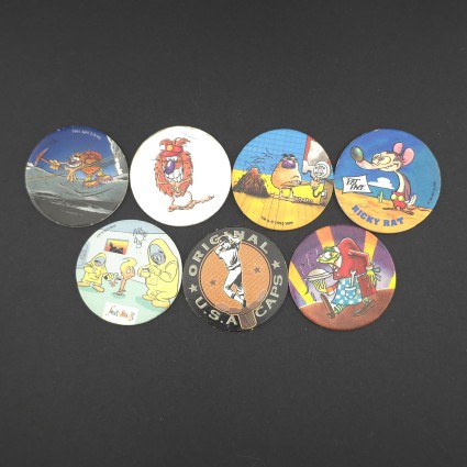 Pogman Lot von 7 gebrauchten Pogs (Loose).