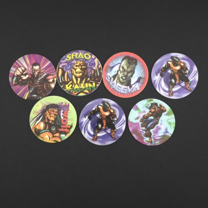 Mortal Kombat Lot von 7 gebrauchten Pogs (Loose).
